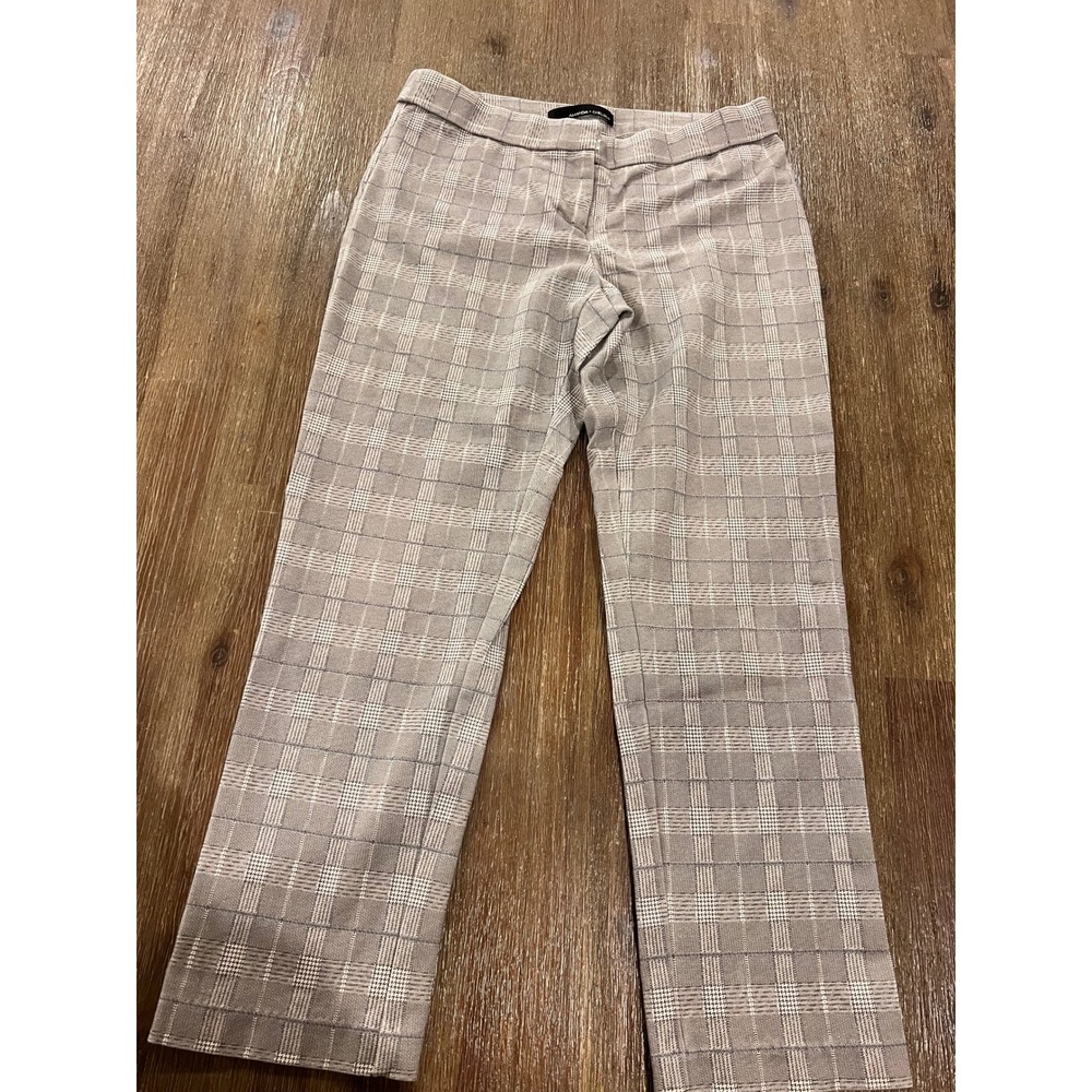 Amanda + Chelsea Grey Plaid Slim Leg Dress Pants Size 6 Glen Check Trousers